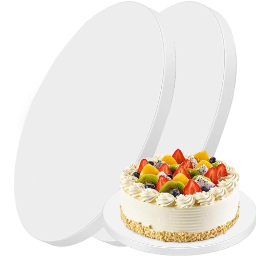 LWAIX Cake Board 30cm Rund 12mm Cakeboard Tortenunterlage Rund Pappe Wiederverwendbar Torten Unterplatten für Transport Kuchen und Torten 2STK (Weiß)
