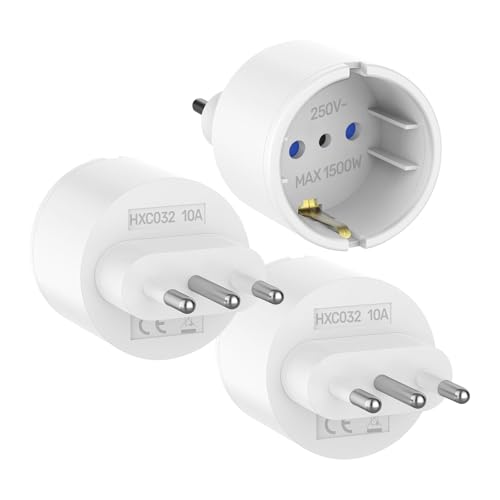 Adapter Italien Steckdose 3 Stück Italien Stecker Adapter,Reiseadapter Italien,Steckdosenadapter Italien Europa/Deutschland auf Italien Adapter Italien Reisestecker Italien,Typ-L Steckdosenadapter