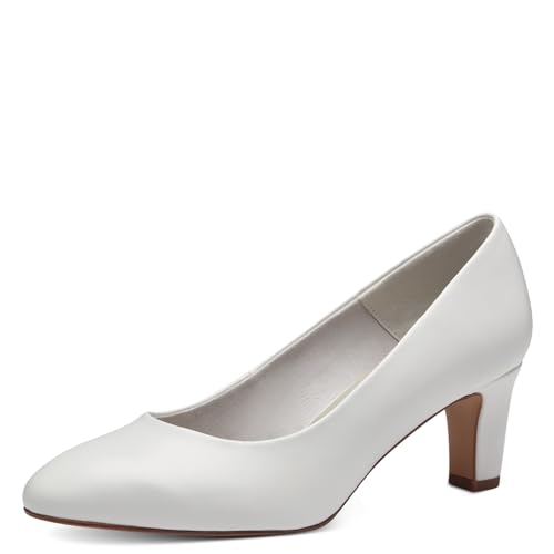 Tamaris Damen Pumps Vegan Blockabsatz; WHITE MATT/weiß; 38