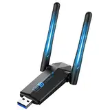 USB WLAN Stick, ElecMoga 1300Mbps USB 3.0 WLAN Adapter 2.4GHz/5.8GHz Dual Band Internet mit 2 x 5dBi Antenna für PC/Desktop/Laptop, Kompatibel mit Windows 11/10/8/7/Vista/XP, Mac OS