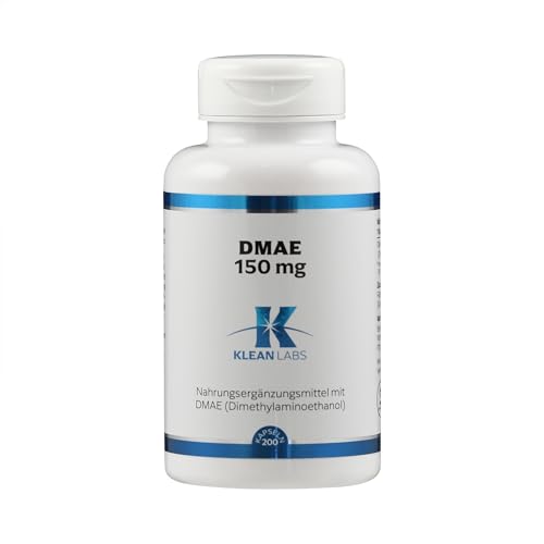 Klean Labs - DMAE (Dimethylaminoethanol) 150mg pro Kapsel - 200 Kapseln - vegan, ohne Gentechnik, ohne unerwünschte Zusätze & hochdosiert