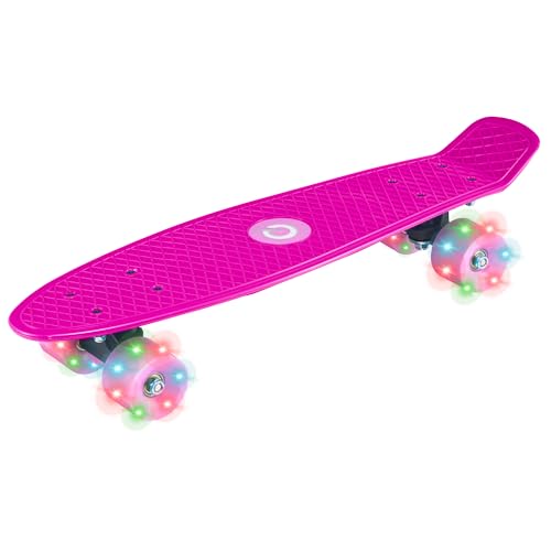 EVO 56,9 cm großes beleuchtetes Pennyboard, Skateboard für Anfänger oder Profis, beleuchtetes Rollenskateboard für Kinder und Jugendliche, Mini-Cruiser-Komplettboard, geeignet für alle Altersgruppen