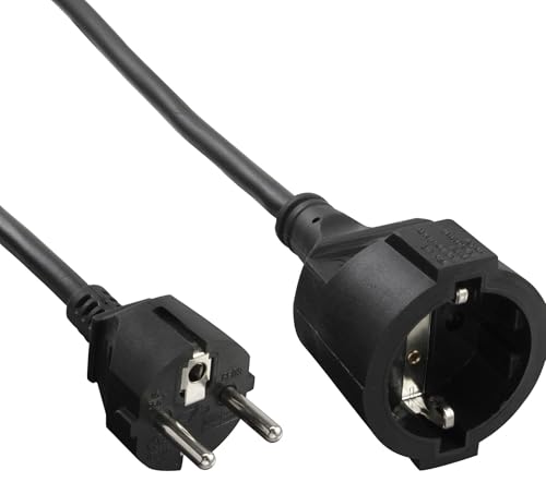 InLine® Strom-Verlängerung Schutzkontakt Stecker/Buchse, schwarz, 1m