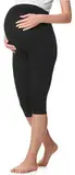 Be Mammy 3/4 Umstandsleggings Kurz aus Baumwolle bequeme und blickdichte Schwangerschaftsleggings Umstandsmode BE20-229 (Schwarz, L)