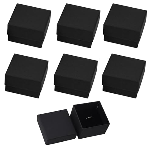 6 Pack Kraft Kleine Schmuckschachtel,Geschenkkarton mit Deckel,Geschenkboxen,Gift Box,Schmuckschatulle,Ring Schachteln,Schwarz Schmuck Verpackung für Armbänder Ringe Ohrringe Halskette (5x5x3.7cm)