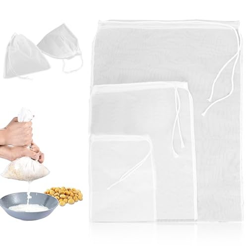 Cozevdnt Nylon Filterbeutel, Brew Bag mit Kordelzug, Polyester Hopfenfilter, Brauen Siebbeutel, Siebbeutel für Wein Bier Koffee Obstsaft Marmelade Nussmilch und Joghurt