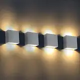 Sobrovo Wandleuchten Innen LED 12W Außen Wandbeleuchtung Warmweiß 3000K IP65 Wasserdicht leuchtet auf und ab moderne Wandlampe für Wohnzimmer Schlafzimmer Treppenhaus Treppe Licht 4Pcs