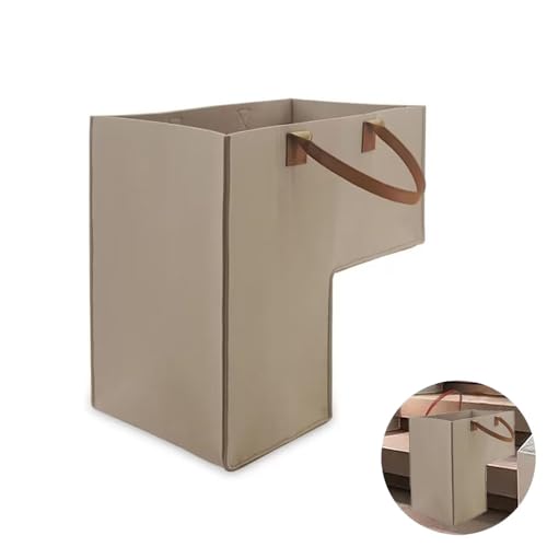 Treppenkorb Stufenkorb Filz L-Form Treppenkörbe mit Griffe Große Faltbar Treppen Korb Organizer Korbaufbewahrungskorb für Wäsche Spielzeug Haushaltsgegenstände (Beige)