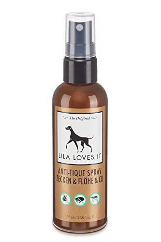 LILA LOVES IT Natürlicher Insektenschutz für Hunde – Anti Zecken Spray mit ätherischem Öl, Effektiver Schutz vor Zecken, Mücken & Flöhen, Anti-TIQUE Spray, 100 ml