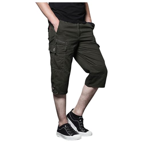 Schwarze Herren Hose Arbeitshose für Herren, modische Hose, verkürzte Graue Cargohose(Grün,XXL)