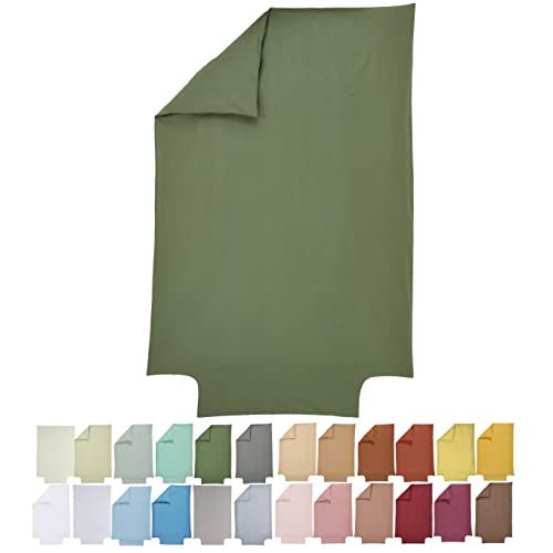 P'tit Basile - Baby Bettbezug für 75x120 cm 80x120 cm Bettdecke - 100% Bio-Baumwolle schadstoffgeprüft - 57 Fäden - Khaki Grün- Ideal Babybett 60x120 cm o 70x140 cm - Wiege Tragetasche Körbchen