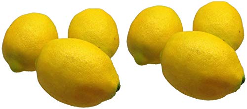 Künstliche Gelbe Zitrone, 6 Stück (50-70 g) Lebensechtes Plastikobst, Plastikfrucht, Kunstobst, Frucht, Dekoration, Schaufenster, Haushalt, Küche, Hotel, Limone, Lemon 6 Pack
