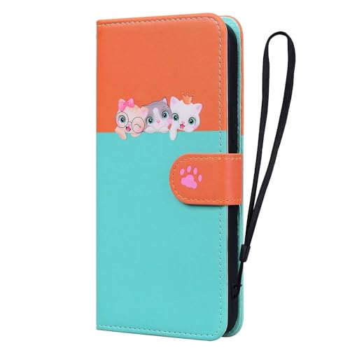 Beddouuk Handyhülle für iPhone 13 Pro Max Hülle,Karikatur Katze Klapphülle Handytasche Wallet Schutzhülle Tasche Case mit Magnetisch Kartenfach Standfunktion für iPhone 13 Pro Max,Blau