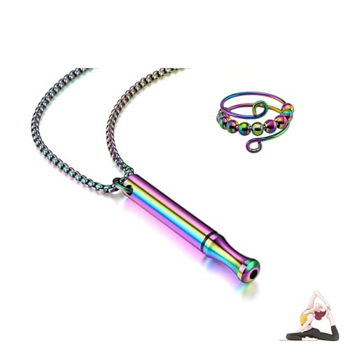 BFUZXY RauchentwöHnung Hilfsmittel Halskette Rauchfrei Original Raucher Kette Atem Pfeifen Hilfsmittel Gegen Panikattacken Atemkette Angsthalskette Nichtraucher Aufhören Necklace (Verlaufsfarbe)