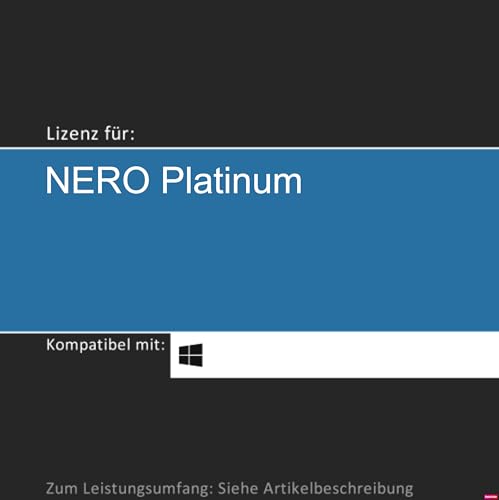 Lizenz für NERO Platinum I 2025 I 1 Gerät I 1 Jahr o. Unlimitiert I Vollversion | Windows PC/Laptop | Lizenzcode per Post o. E-Mail von softwareGO (postalischer Versand, unbegrenzte Laufzeit)