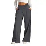 Jogginghose Mädchen Baggy Reithose Weite Beine Sporthose Kinder Outdoorhose Lässiger Hosen Einfarbig Trainingshose mit Kordelzug Elastischer Bund Freizeithose Kuschelhose (Dark Gray, 13-14 Years)