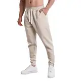 Anzughosen Für Herren Grau Leinenhose Herren Cargo Regenhose Herren Sport Casual Slim Fit Strumpfhosen Lange Hosen Gespleißt Dicke Warme Outdoor Casual Hosen Sport Hosen Jogginghose Herren (Beige, L)