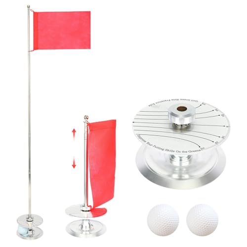 Golflochbecher und Flagge, Golflochbecher-Set, Golfflagge und Becher-Set, Golfbecher mit Flaggenstab, Putting-Lochbecher und Flagge, Golfflagge mit Lochbecher, Übungsgolflochbecher
