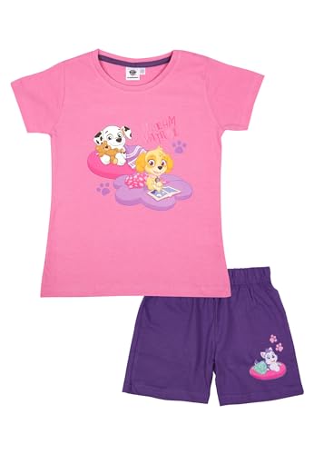 Paw Patrol Schlafanzug für Mädchen - Dream Patrol Kinder Pyjama Set Kurzarm Oberteil mit Hose Rosa/Lila (DE/NL/SE/PL, Numerisch, 110, 116, Regular)