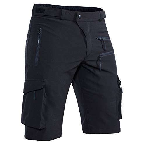 Hiauspor Shorts Herren, Sommer Leichte Schnelltrocknend mit 5 Taschen Cargo Bermuda Wanderhose Sport Chino Trekking Outdoor MTB Hose Männer Kurz Atmungsaktiv Stretch Schwarz 5XL