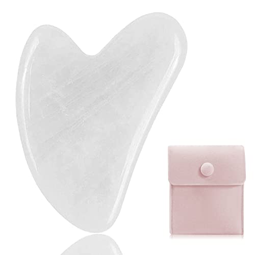 Gua Sha steine gesichts Jade 100% Natur-Stein Herzform Kratz-Massage Tool für Augen, Hals zur Hautpflege, Schönheit und Entspannung der Körpermuskulatur (Weiß)