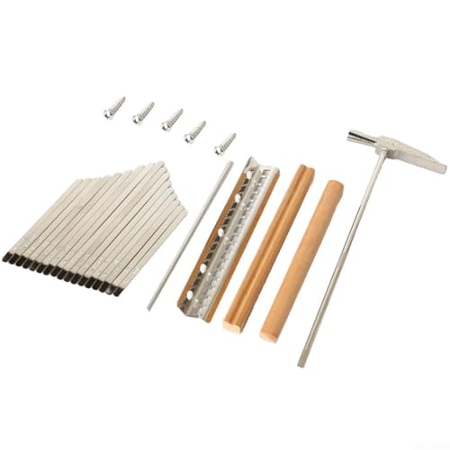 Komplettes Kalimba-Schlüsselersatz-Set, Stahltasten, Holzbrücke, Stimmhammer