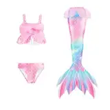 ?eerjung?rau Flosse Mädchen Mit Badeanzug 3-Teiliges Set ?eerjung?rau-Cosplay ?eerjung?rauenflosse Performance-Outfit Monoflosse Kostüm Badekleid Badebekleidung Für 4-13 Jahre Light Pink 140