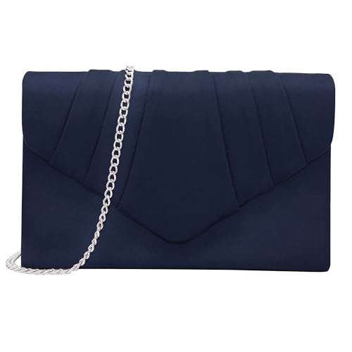 Milisente Clutch Damen, Elegante Wildleder Abendtasche Umschlag Crossbody Klassisch Clutch Tasche (Blau)