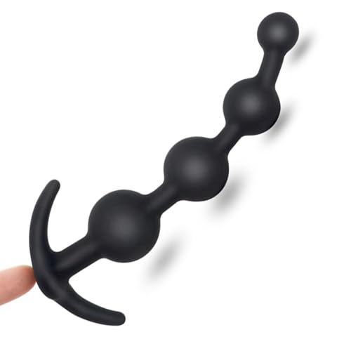 Silikon Analkugeln Biegsam, Silikon Analkugeln Buttplug mit 4 Kugeln,Silikon Buttplug, Analplug Analkette,für Eine Sexuelle Stimulation Schrittweise,Männer Frauen Paare SM Sexspielzeug (M)