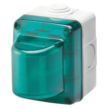 GEWISS - GW27416DY Warnleuchte, 15 W, 230 V, grüner Diffusor, IP55, Grau RAL 7035