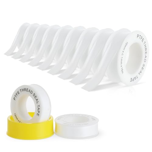 Bafumiu Gewindedichtband, PTFE Dichtband Wasserleitung 9er Set, Dichtungsband Wasserdicht 12mm x 15m, Gewindedichtfaden für Rohre, Duschköpfe und Ventile, Zur Leckvermeidung