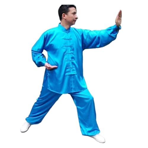 HWJFDC Tai Chi Anzug Knopf Stehkragen Übung Kleidung Traditionelle Kleidung Männer Frauen Vintage Einfarbig Tai Chi Kung Fu Kostüm(Color3,XXXL)