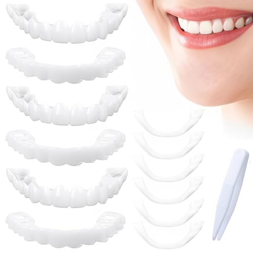 NHQZ 3 Stück Veneers zähne zum aufstecken, Zahnersatz prothese komplett, Perforierte Prothesen mit Eucommia-Streifen, Für Männer Frauen Zahnaufhellung Schlechte Zähne abdecken