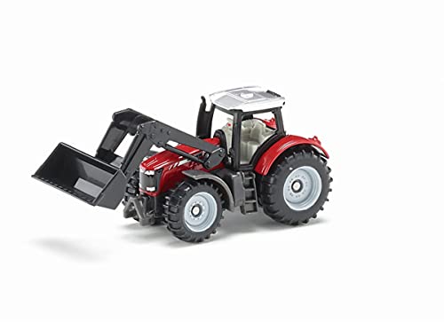 siku 1484, Massey-Ferguson mit Frontlader, Metall/Kunststoff, Rot/Schwarz, Beweglicher Frontlader