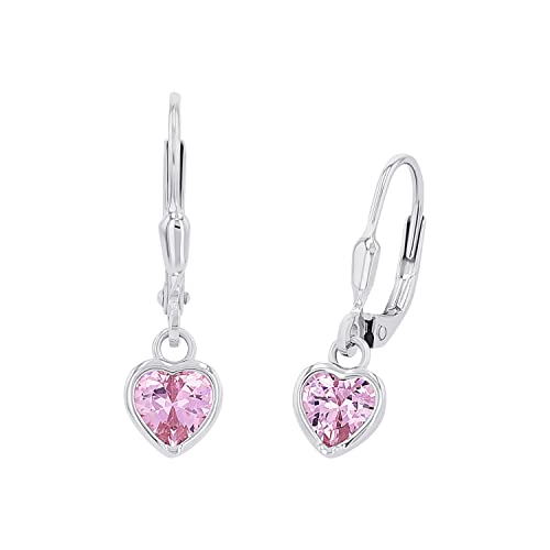 Prinzessin Lillifee Ohrhänger 925 Sterling Silber Mädchen Kinder Ohrschmuck, mit Zirkonia synth., 2,1 cm, Rosa, Herz, Kommt in Schmuck Geschenk Box, 9081905