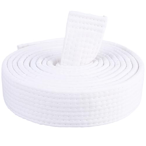 CREATCABIN Weiße Karate Gürtel Polyester Kampfsport Gürtel Judo Brasilianisches Jiu Jitsu TKD Aikido Einheitlicher Ranggürtel Universelle Passform Taekwondo Gürtel Für Erwachsene Männer Sport 300cm