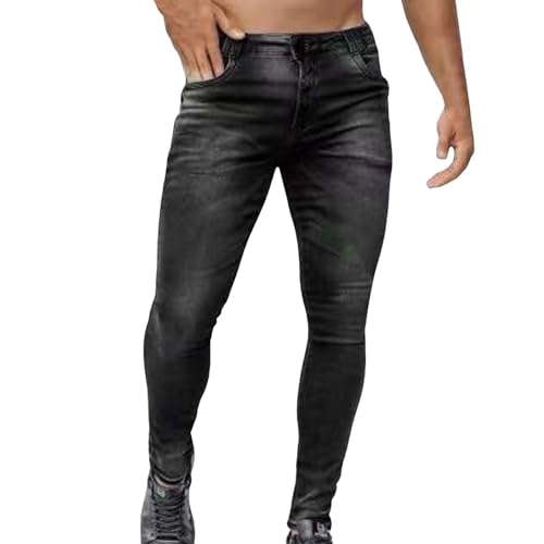 WKAYsIV Cargo Herren Hose Stretch Denim Hose Tapered Jeans Hose Jogging Hose Extra Herren(Schwarz XL)