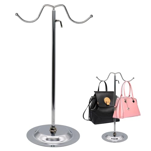 DUTWROY Handtaschenständer aus Metall Verstellbarer Handtaschen Ständer Langer Haken für die Tischplatte Handtaschen börse Präsentationsständer Silber
