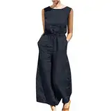 Damen-Overall, Overall, Overall, Hose, Einteiler für Damen, lockere Passform, gerades Bein, Basic, Herbst-Sommer-Overall 2024, K-70 Schwarz, 46