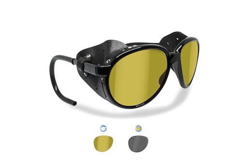 BERTONI Polarisierte Bergbrille Gletscherbrille Bergsteigerbrille Skibrille Trekking mod. Cortina Sonnenbrille - Glänzend Schwarz