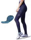 INBIKE Fahrradhose Damen Lang Gepolstert Sommer Herbst Radlerhose mit Sitzpolster High Waist Atmungsaktive Elastische Schnell Trocknend Frühling Blau XL