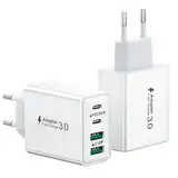 USB C Ladegerät, 2-Pack 40W 4 Ports Mehrfach Ladestecker Mit C Adapter - Schnellladegerät Netzteil für iPhone 16 15 14 13 Pro Max Plus 12 11 XS XR, Samsung, Handys