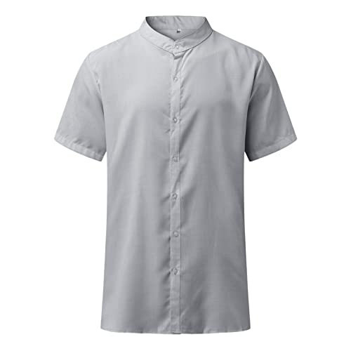 Generisch Leinenhemd Herren Kurzarm Leinen Hemd Arbeit Freizeithemd Fit Business Casual Urlaub Sommer Strand Hemd Herren Hemd Kurzarm 5XL Rot Natürlich und umweltfreundlich