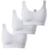 UnsichtBra Bustier Damen BH ohne Buegel | 3er Set Wohlfühl Bustiers Tops | Bügelloser Soft Bra | Schlaf Still Sport Crop Top Büstier 3 x Weiß (wellbra_www)(L)