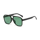 YOJUED Retro Sonnenbrille Gelb Gradient Brille Vintage Tinted Sunglasses für Damen Herren (Schwarz Dunkelgrün), Einheitsgröße