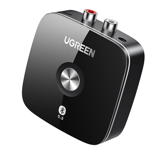 UGREEN Bluetooth 5.3 Adapter Stereoanlage mit 3.5mm RCA Buchse Bluetooth Aux Adapter Bluetooth Empfänger Receiver mit 3D Surround für Lautsprecher, Verstärker und Autoradio