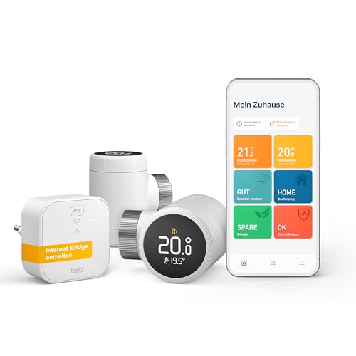 tado° Smartes Heizkörperthermostat X – Starter Kit mit Bridge X, Heizungssteuerung per App und Smart Speaker (Alexa, Siri, Google Assistant), Energie sparen, DIY Installation, nicht kompatibel mit V3+