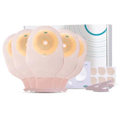 Cofoe 10er Pack Urostomiebeutel Kolostomiebeutel Stoma Zubehör, Einteiliger Stomabeutel, Drainagebeutel mit Klammerverschluss für Ileostomie-Stomapflege (inkl. 3 x Klammern) (5009C)