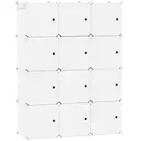 C&AHOME Würfelförmiger Aufbewahrungs-Organizer mit Türen, 12-Würfel-Regalbretter, Schrankschrank, DIY-Modul-Bücherregal aus Kunststoff, 36,6" L x 12,4" B x 48,4" H, milchig, USHS3012M-DOOR