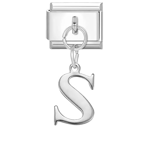 Hoomall Italian Charms Module Silber Anhänger Buchstaben A-Z 9mm Edelstahl Italian Bracelet Charm Damen DIY Italian Style Charms Abnehmbar Italienisches Charm Armband Zubehör Mädchen Teens Geschenk(S)